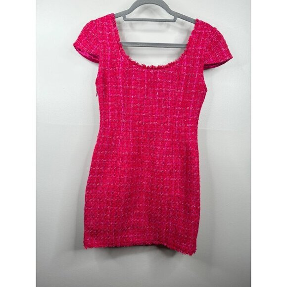 NEW GENERATION LOVE Quincy Tweed Mini Dress in Hot Pink Size XS Lined - Picture 7 of 7